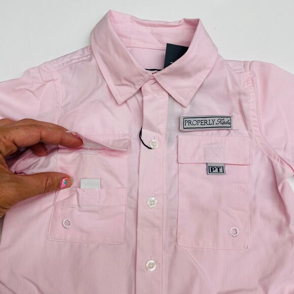 NWT Properly Tied 6-9M Baby Performance Fishing Shortalls in Light Pink - Picture 3 of 6